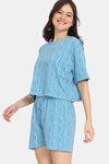 Rosaline Disco Daze Knit Cotton Shorts Set - Starlight Blue — thumbnail 2
